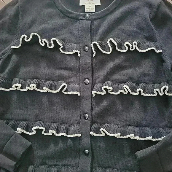 Kate Spade Cardigan 10 Metallic Ruffle Front Girls Dressy Luxury NWOT - Picture 3 of 5